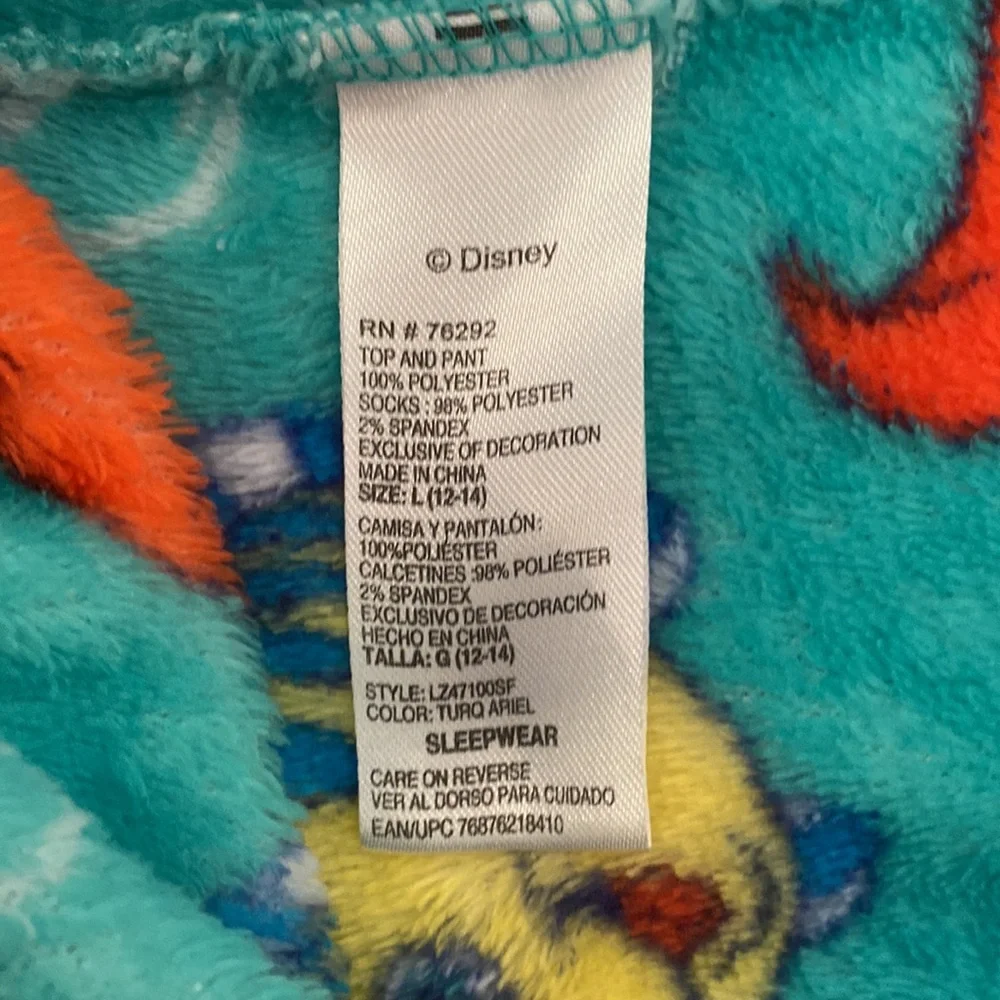 Disney Little Mermaid Fleece Pajama Set Size Large - Picture 4 of 11